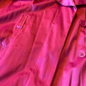 Beautiful bright pink trench coat. XL. Excellent condition. Very clean home.